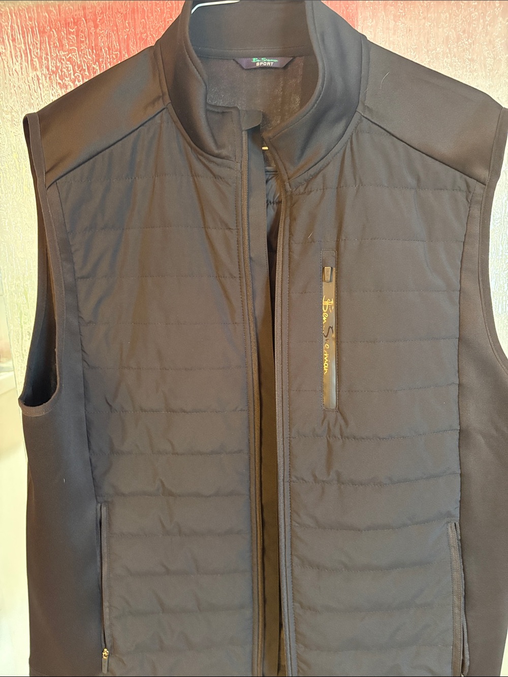 Sporto Black Quilted Men’s Vest with Zip Chest Pocket